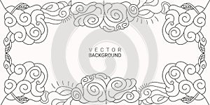 Line Art abstract background hand-drawn pattern ornament, floral, waves,nature background