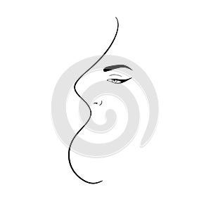 Line art abstract beautiful female face 2