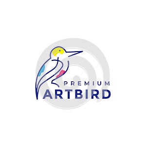 Line art abstract bird kingfisher logo design vector graphic symbol icon illustration creative idea photo