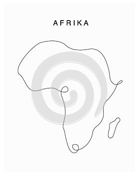 line art Afrika map. Continuous line Continent map. vector illustration. Single outline Africa world.