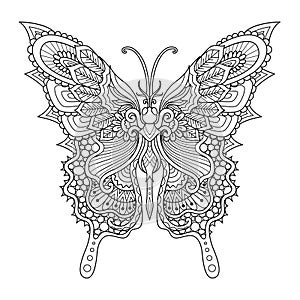 Line art of beautiful butterfly for coloring book, coloring page, printing on product and so on. Vector illustration