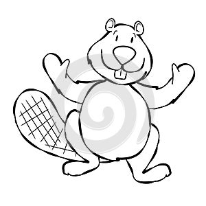 Line Art Beaver Cartoon