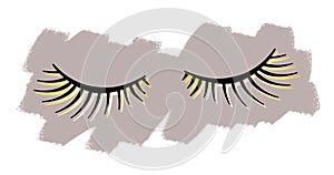 Line art black false Eyelash on brown background