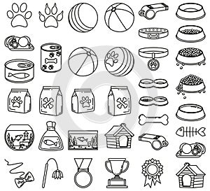 Line art black and white 37 pet shop elements