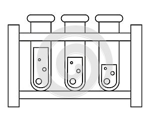 Line art black and white blood test tube set