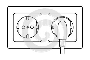 Line art black and white electric socket