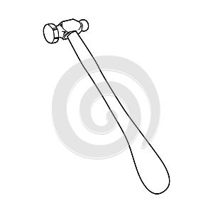 Line art black and white hammer. Handyman simple tool for home repair. Construction themed  illustration for icon, logo, sti