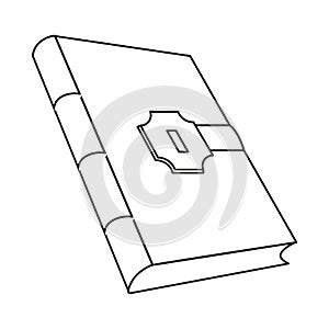 Line art black and white locked book