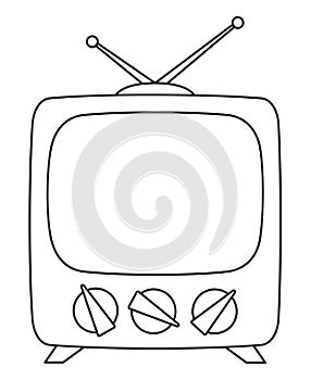 Line art black and white retro television