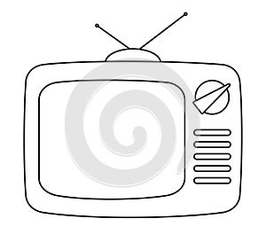 Line art black and white retro tv