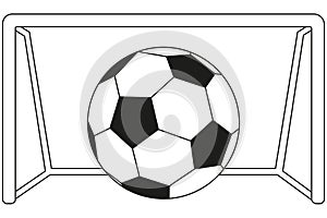 Line art black and white soccer game goal icon