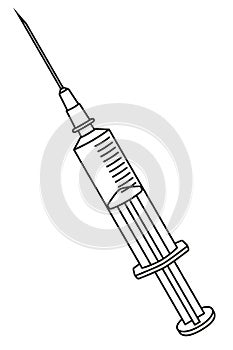 Line art black and white syringe