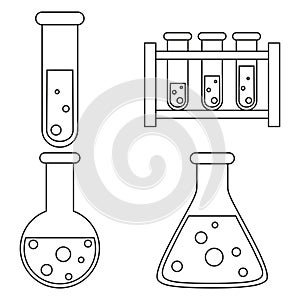 Line art black and white test tube set