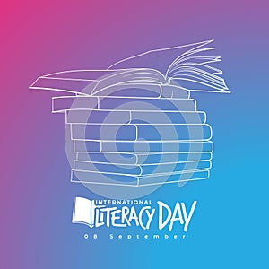 Line art of books design for international literacy day template