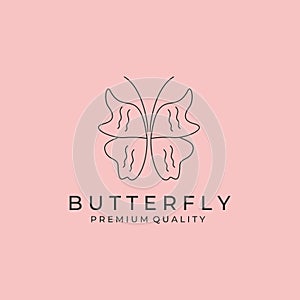 line art butterfly icon logo vector symbol illustration design, abstract insect logo design