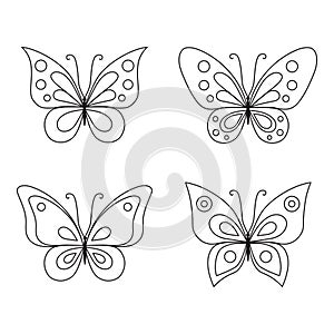 Line art butterfly vector, cute clip art