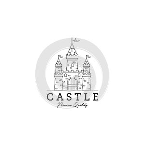 line art castle premium quality logo vector illustration design