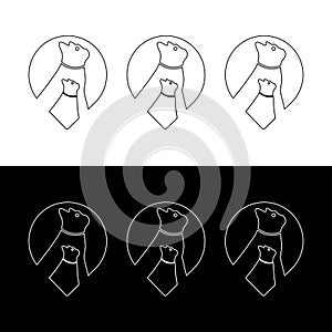 Line art cat animal vector logo design