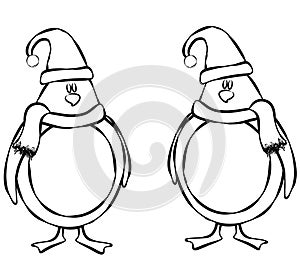 Line Art Christmas Penguins