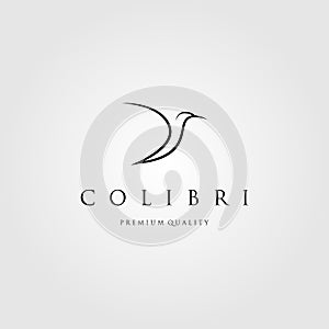 Line art colibri logo humming bird vector, label, badge, illustration design