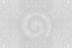 Line art for coloring book with ornate pattern