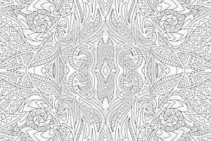 Line art for coloring book with vintage pattern