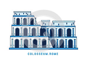 Line art Colosseum, Rome, Italy, European famous sight, amphitheater, vector illustration in flat style.