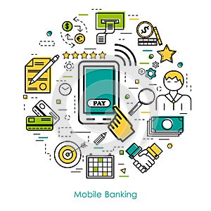 Line Art concept - Mobile Banking