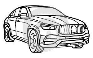 Line art contour outline german car vector illustration