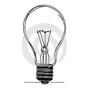 line art drawing light bulb symbol isolated on white background minimalism design ready to print