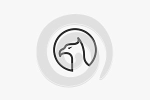 Line art eagle head in circle logo