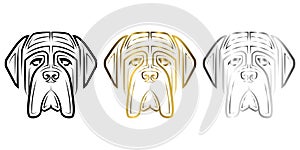 Line art of English Mastiff dog head. Good use for symbol, mascot, icon, avatar, tattoo, T Shirt design, logo or any design you