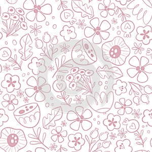 Line Art Floral Seamless Pattern