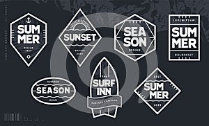 Line Art Geometric Summer Emblems Set