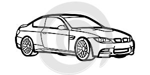 Line art german car metal cutting vector illustration