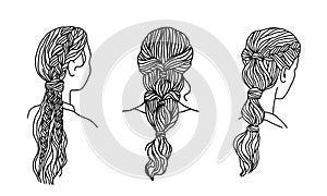 Line art hairstyles set