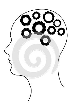 Line art head with gears