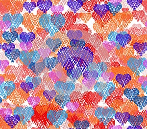 Line art of heart seamless pattern