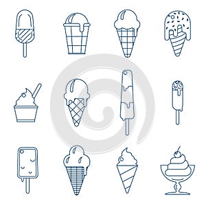 Line art icecream icons photo