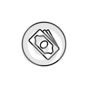 Line art icon of cash payment in the round frame