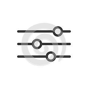 Line art icon of horizontal adjustment knobs