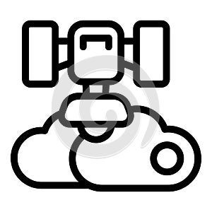 Line art icon of a satellite transmitting data