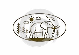 Line art illustration of elephant