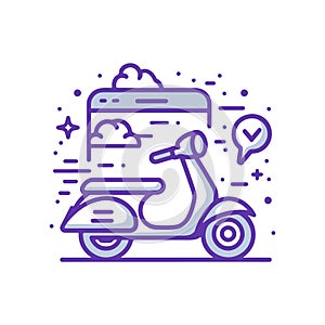 Line Art Illustration of Empty Scooter