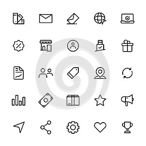 Line art illustration of Essential icon set.