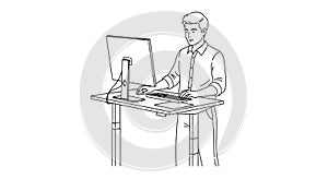 Man Working on a Standing Desk