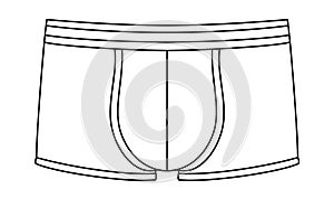 Line art illustration of men`s underwear pants. Boxer shorts outline without colors. Fashon icon or logo for panty and underpants