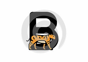 Line art illustration of tiger with B initial letter