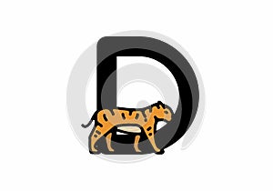 Line art illustration of tiger with D initial letter