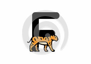 Line art illustration of tiger with F initial letter